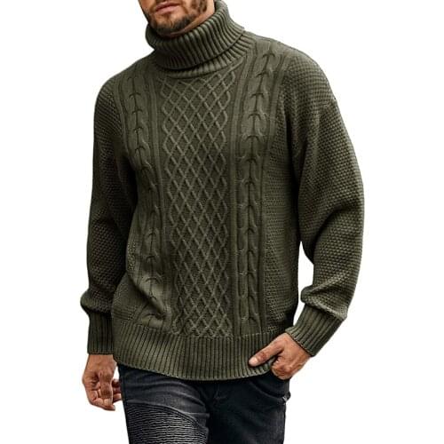 New Pullover Men Turtleneck Sweaters Solid Color Long Sleeve Warm Men Pull Homme