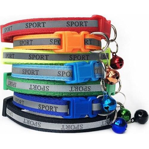 7 Colors Pets Adjustable Nylon Dog Collars Puppy Pet Collars with Bells Reflective Necklace Collar For Dogs Cats Free Shipping