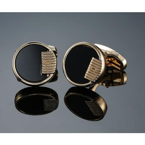 Luxury gold&black Cufflinks For Mens French Shirt High Quality Round Cuff links Brand Jewelry Wedding Gift Abotoaduras