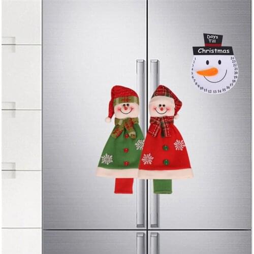 Christmas Handle Sleeve 4Pcs Decoration Microwave Refrigerator Handle Oven Handle Cover Anti-static Snowman Protective Cover U3