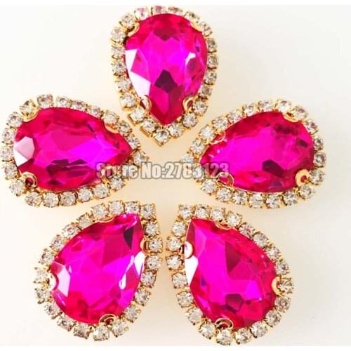 Rose Gold base faltback sew on Crystal button,high quality Glass Crystal loose rhinestones with claw 10pcs/bag Free shipping