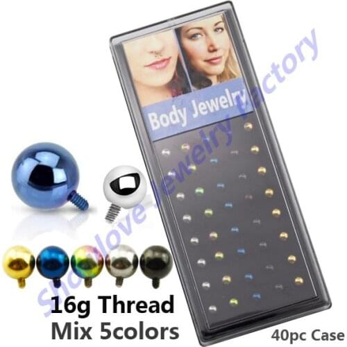 Showlove 40pc/case 16g Titanium Anodized Dermal Anchor Top Piercing Skin Diver Body Jewelry
