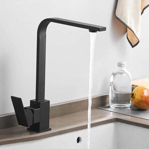 G1/2 360 Degrees Faucet Mixer Rotatable Water Mixing Faucet Matte Black Single Handle Basin Mixer Tap for Kitchen