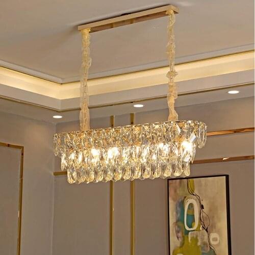 New LED Crystal Chandelier Modern Villa Rectangular Restaurant Light Nordic Simple Chandelier Luces decoracion