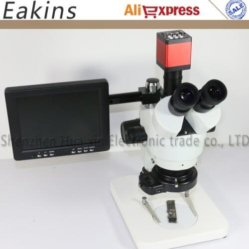 Trinocular Stereo Microscope 3.5-90X Continuous Zoom+144 LED Lights+HDMI VGA 720P 13MP Camera Microscope+8" LCD