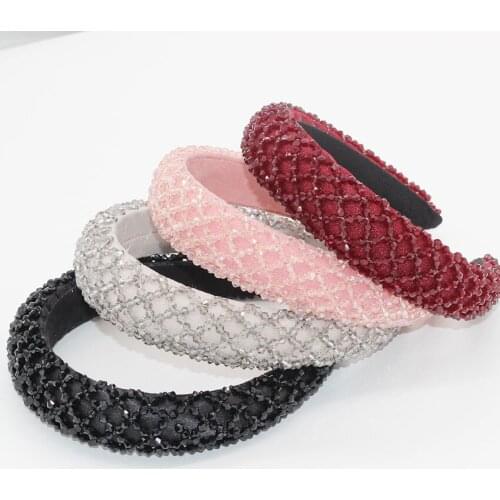 Ladies Fashion Wild Hair Band ZA with the same paragraph luxury crystal beads hand-stitched foreign gas 4 color headband 508