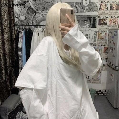 Women Long Detachable Sleeve T-shirts Patchwork Solid Loose Female Sexy Leisure Chic Trendy Cool Simple O-Neck Harajuku Fashion