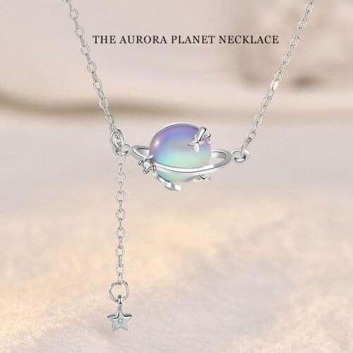 Thaya 45cm Aurora Planet Necklace Halo Crystal Moonstone s925 Sterling Silver Pendant Necklace for Women Fashion Fine Jewelry