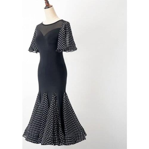 Mesh Ballroom Dance Dress For Women Elegant Performance Costume Waltz Dance Wear Tango Dance Outfit Designer Clothes DL7211