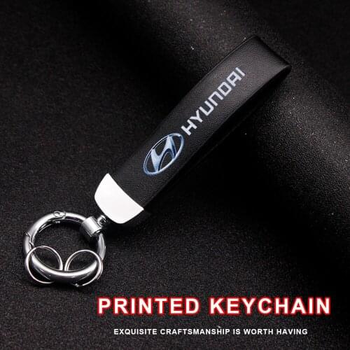 2Pcs Car Keychain PU Leather Car Keychain Durable High Quality Fashion Keychain for Hyundai Santa Fe Sonata Auto Accessories