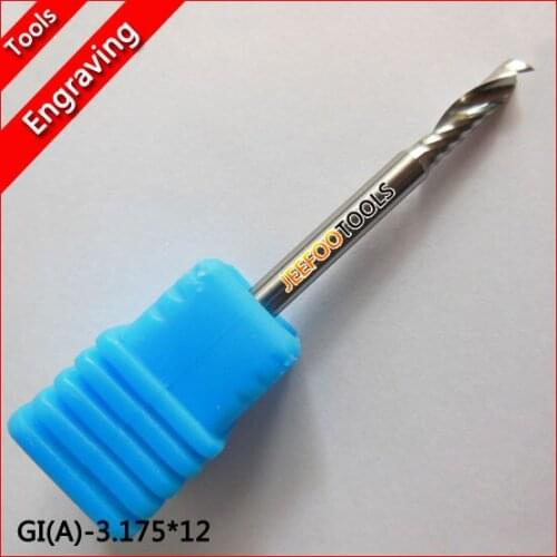 3.175*12mm One Spiral Flute Solid Carbide End Mill, CNC Wood Engraving Tools, Router Tool for Wood, Acryl