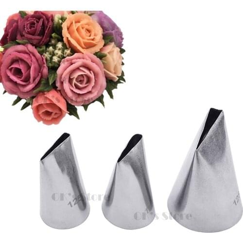 3 Pcs/set 125 127 128 Rose Petals Stainless Steel Icing Piping Nozzles Fondant Cake Decorating Pastry Sets Tools Bakeware