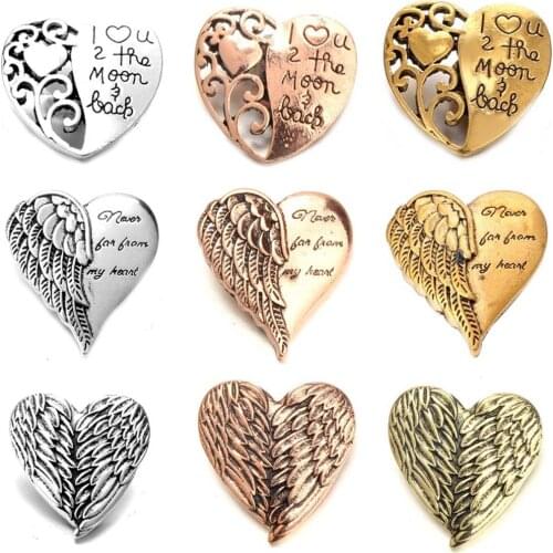 5pcs/lot New Snap Jewelry Angel Wings Flowers Metal Snap Button Fit 18MM 20MM Snap Bracelet Necklace for Women Girls