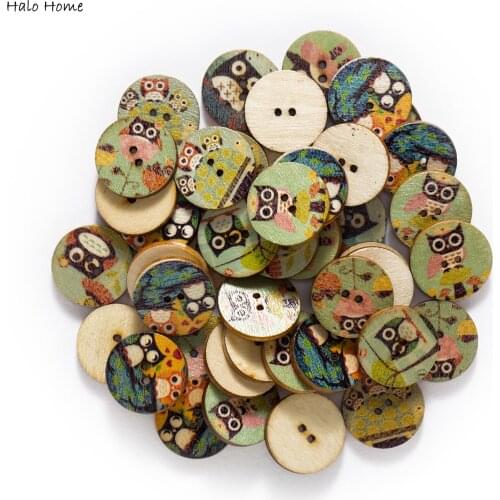 50pcs 20mm Life theme Wood Buttons for Handwork Sewing Scrapbook Clothing Crafts Accessories Gift Card Handmade Decoration