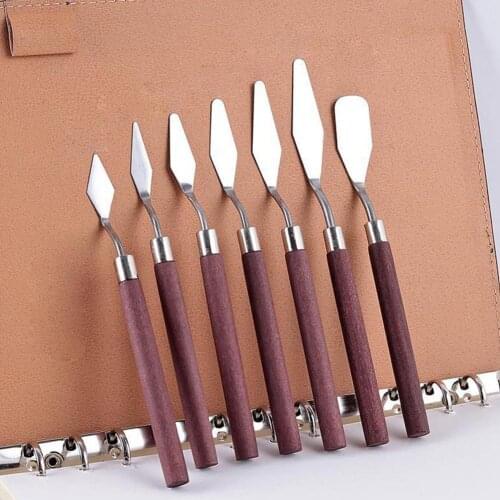 7pcs/set Steel Spatula Kit Palette Gouache Supplies for Oil Painting Knife Fine Arts Painting Tool Set Flexible Blades