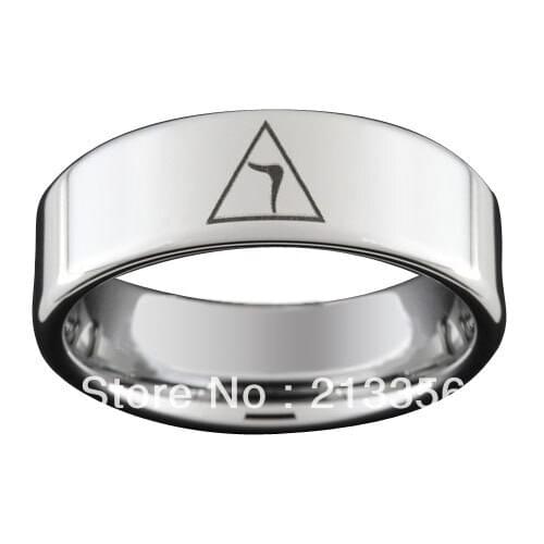 FREE SHIPPING!USA HOT SELLING E&C TUNGSTEN JEWELRY 8MM MENS SILVER FLAT TUNGSTEN MASONIC RING FREEMASON COMFORT FIT WEDDING BAND
