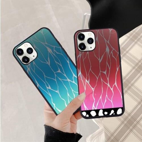 Anime aesthetic Demon Slayer Blade Butterfly Phone Case Candy Color for iPhone 6 7 8 11 12 s mini pro X XS XR MAX Plus