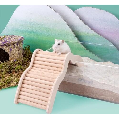 Wooden Bridge Hiding Toys Teething Climbing Playing Bridge Exercise Hamster Swing Cage Toys Teeth Care Chewing Supplies