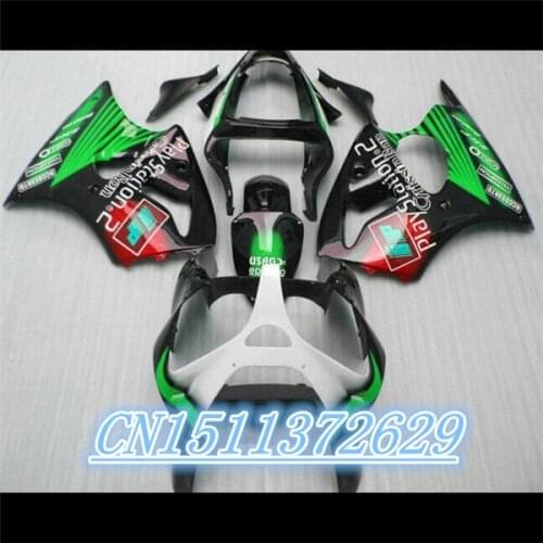 Dor-NEW Arrivals ABS Gloss Green black white Fairing Bodywork Kits For 2000-2002 Kawasaki ZX6R D injection