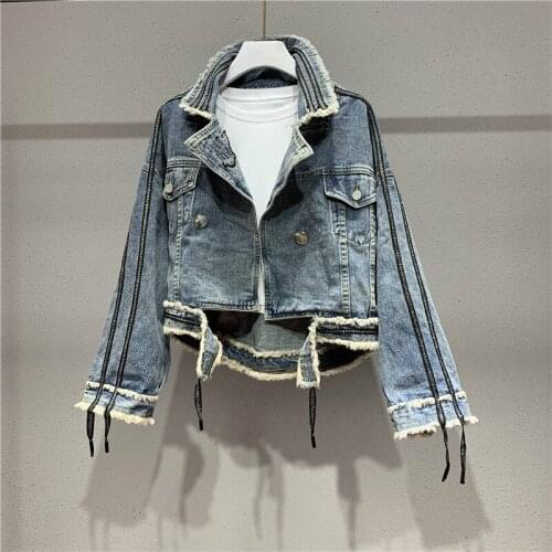 Denim Jeans Coat Womens Fashion Spring Autumn Slim Fit Short Denim Jacket Fashion Denim Coat Ropa Mujer Womens Denim Jacket