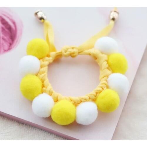 Assorted Colors Elasticity Plush Pompom Collars Soft Warm Pets Cat Kitty Necklace For Small Pet Dogs Scarfs Grooming Decor Suppl