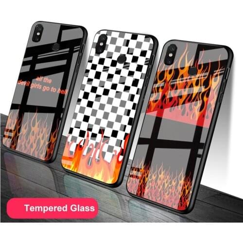 Fire DIY Tempered Glass Phone Case for Redmi 7A 8 9 NOTE 9 8 7 6 Pro Luxury printed cover shell
