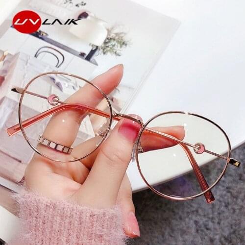 UVLAIK Finished Myopia Glasses Women Round Spectacles Moon Decoration Eyeglasses Student Short Sight Eyewear Minus Diopter -6.0