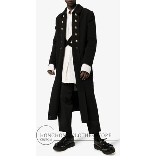 [Custom size] New qiu dong adds thick and long style coat trench coat European and American youth loose lapel wool coat M-6XL