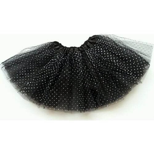 Classic Little Girls Black Tutu Skirt With White Dots 10pcs /lots
