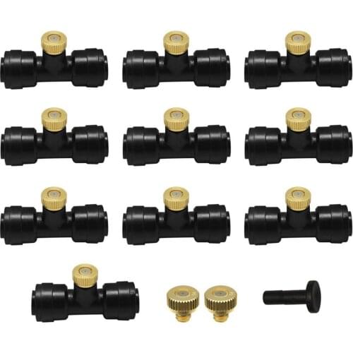 New Outdoor Misting Nozzle Set 1/4inch Brass Misting Nozzles Nozzle Tees Plug For Outdoor Cooling System Dropshipping