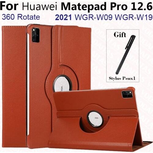 360 Degree Rotating Stand Leather Protective Cover Case For Huawei MatePad Pro 12.6 inch 2021 Tablet WGR-W09 WGR-W19 Case