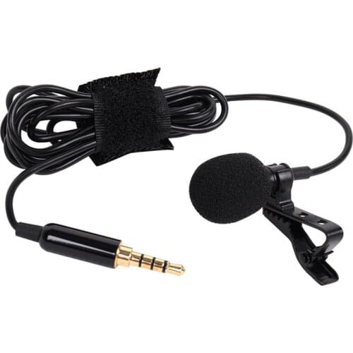 Mini Clip-on Lavalier Microphone Lapel Condenser Mic 3.5mm Plug for Smartphone PC Laptop Chatting Singing Karaoke with Carry Bag