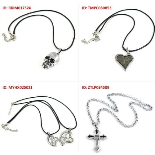 Fashion Jewelry Necklace Pendent Moving Skull Cross Love Heart Rose Tip