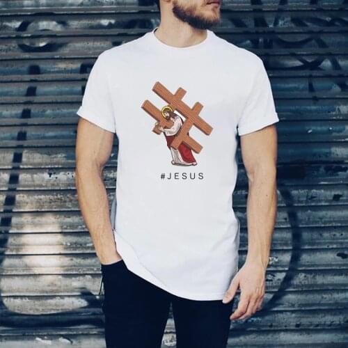 Jesus Funny Anime Print Men T Shirt 100% Cotton O-neck Mens Tee Fashion Hot Sale Tops Male Cotton Short-sleev Streetwear