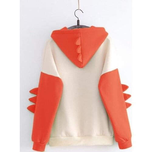 2021Dinosaur Soft Durable Novelty Sweatshirt Women Long Sleeve Splicing Tops Cute Cartoon Sweatshirts Teenagers Casual Pullover