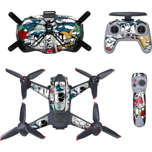 1Set PVC Sticker for DJI FPV Combo Drone Goggles V2 Remote Controller 2 Motion Control Protective Film Scratch-proof Decals Ski
