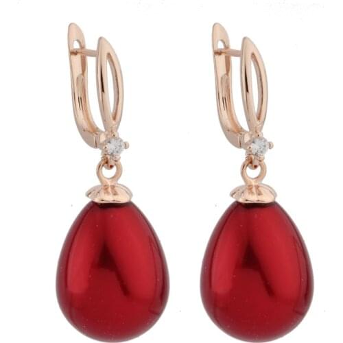 New Trend Earrings 585 Rose Gold Color Unusual Earrings Shell Pearl Water Drop Earrings Women Party Korean Style Fashion Jewelry