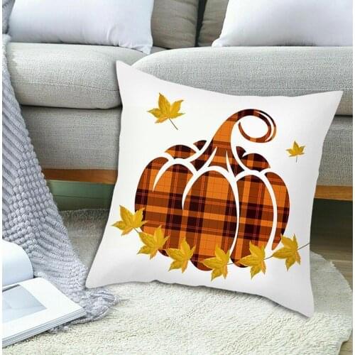 Autumn Maple Leaf Pumpkin Pillow Case 45*45Cm Fall Pillow Thanksgiving Cushion Thankful Covers Decor Throw Cover Polyester S5G1