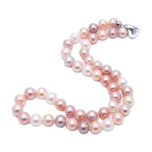 MADALENA SARARA AAA 8-9mm Freshwater Pearl Strand Necklace Colorful Pearl Bead Strand Fine Luster With Heart Clasp