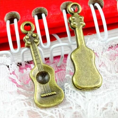 50pcs 28*9MM Antique Bronze Plated Guitar Charms Pendants For Making DIY Handmade Jewelry