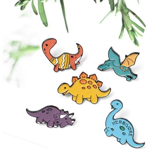 Prajna Dinosaur Park Enamel Pins Custom Brooches Bag Clothes Lapel Pin Beast Badge Wild Animal Jewelry Gift for Kids Friends