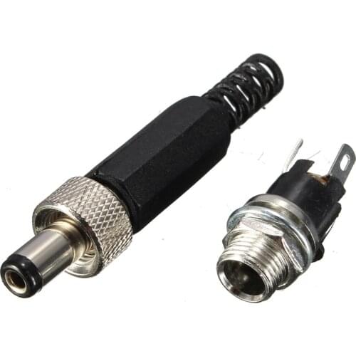 2.1mm x 5.5mm Screw Locking DC Power Connector Female Plug & Metal Panel Mount Socket Locable Secure Standard Plug Socket