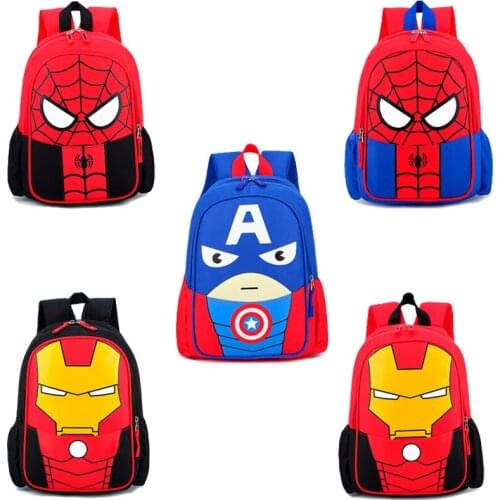 Children Cartoon Cute Children Backpack Baby Kindergarten School Bag Boy Spiderman Backpack Iron Man Captain America School Bag