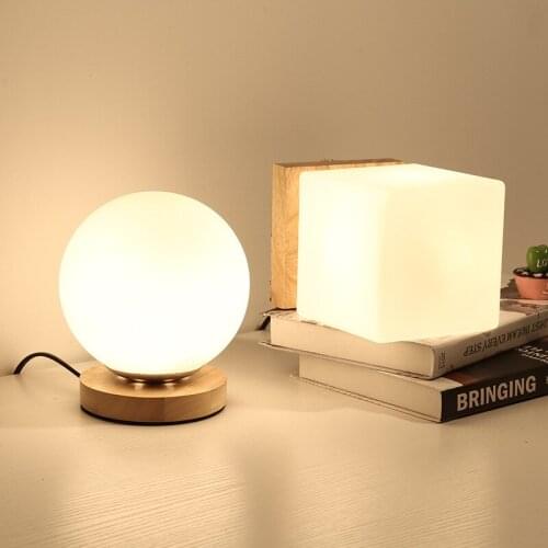 Nordic Wood Glass Table Lamps for Bedroom Desk Lamp Feeding Bedside Lamp Home Decor Modern Night Lights Stand Lighting Fixtures