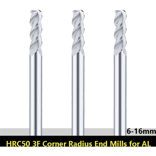 150L Corner Radius End Mills for Aluminum 3 Flute HRC50 Lengthen Tungsten Steel Milling Cutter Aolly CNC Round Radius Endmill