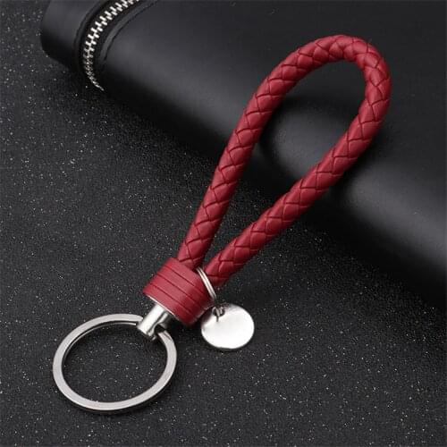 High Quality 20 Colors PU Leather Braided Rope keychain DIY bag Pendant Key Chain Holder Car Keyrings Men Women Key chain