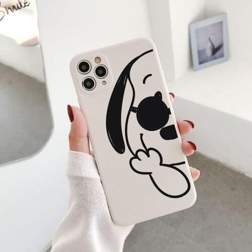 Japan Cartoon line dog white Phone Case For iPhone 12MINI 7 8 Plus X XR 11 12 Pro XS Max Soft Liquid silicon Shockproof Capa off