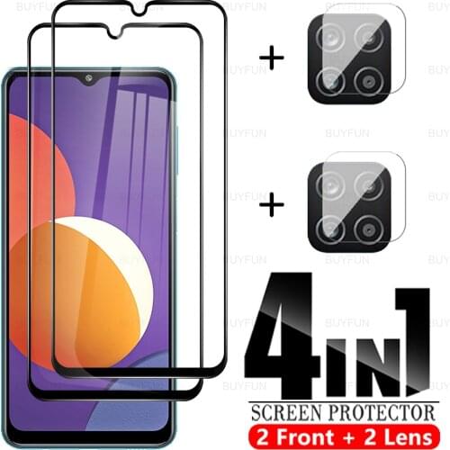 4in1 Full Cover Tempered Glass For Samsung Galaxy M12 M21 M31 M01 Core M21S M02S M31S M30S M 12 12M Camera Lens Protective Film