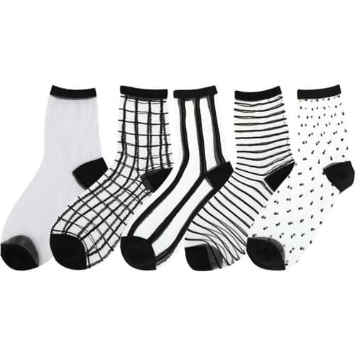 Women Ladies Socks Fashion Sheer Mesh Glass Silk Socks Ultrathin Transparent Crystal Lace Fabulous Elastic Summer Ankle Sock