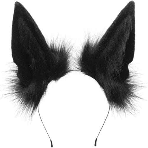 Women Animal Wolf Ears Headdress Plush Hairband Furry Lolita Headband Anime for Halloween Christmas Cosplay Accessories